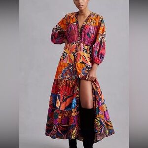 FARM Rio X Anthropologie Multicolor Maxi Dress